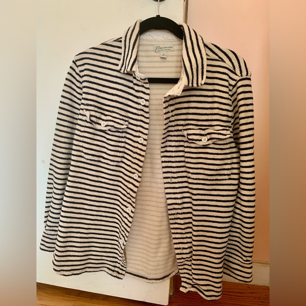 J. Crew Knit Goods Cream and Black Stripe Jacket